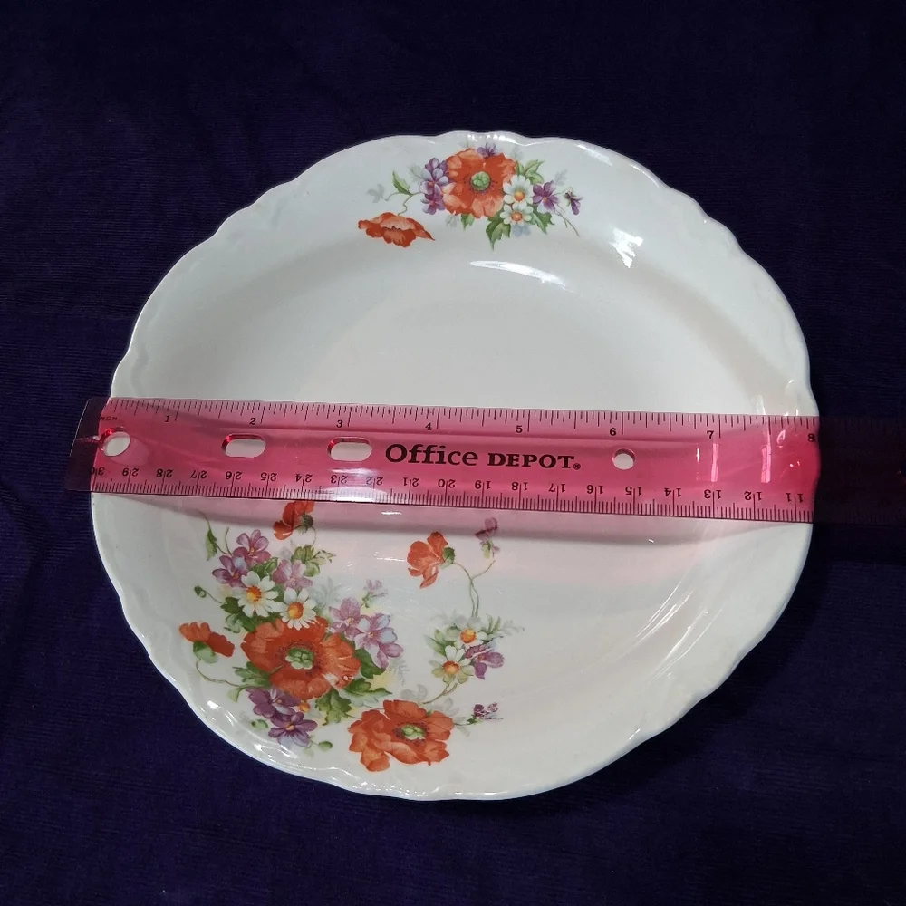Vintage Homer Laughlin Dish Shallow Bowl Red Poppy Pattern Plate